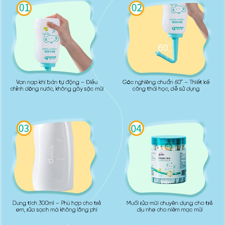 Bình Và Muối Rửa Mũi Cho Trẻ Em Aihujia - Giải Pháp Vệ Sinh Mũi An Toàn, Hiệu Quả Tốt Nhất 2025 - Ảnh 3