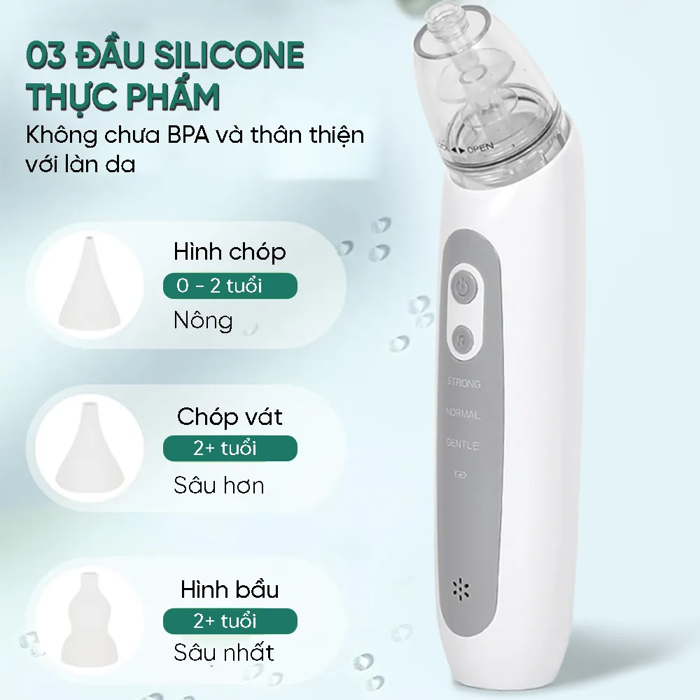 Máy Hút Mũi Điện Cho Bé Vivi Aspirator BCP01 An Toàn, Có Nhạc, Sạc USB - BH 12Tháng - Ảnh 3